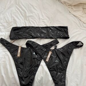 SKIMS Patent Leather Collection Black Swimwear